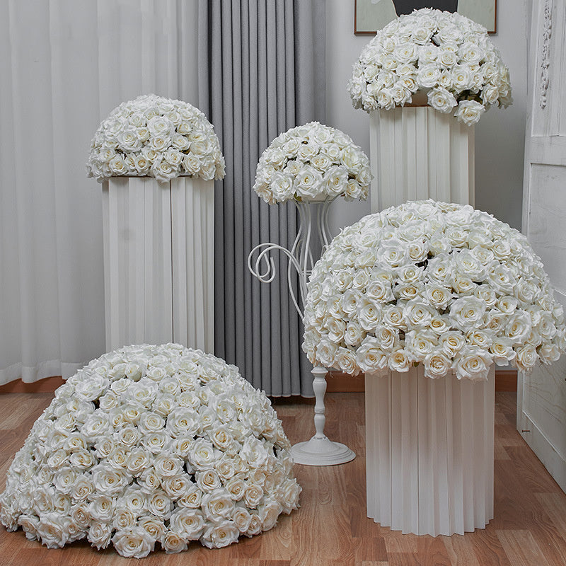 Flowerva 70/60/50/40/30cm White Rose Floral Ball Wedding Party Banquet Table Centerpieces