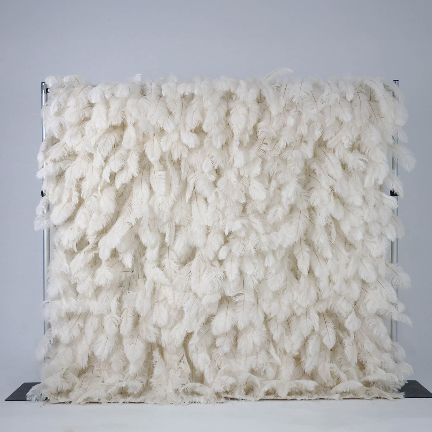 Flowerva Bohemian-Inspired White Feather Flower Wall for Wedding Backdrops