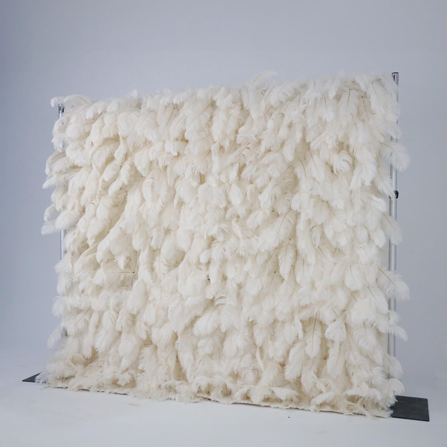 Flowerva Bohemian-Inspired White Feather Flower Wall for Wedding Backdrops