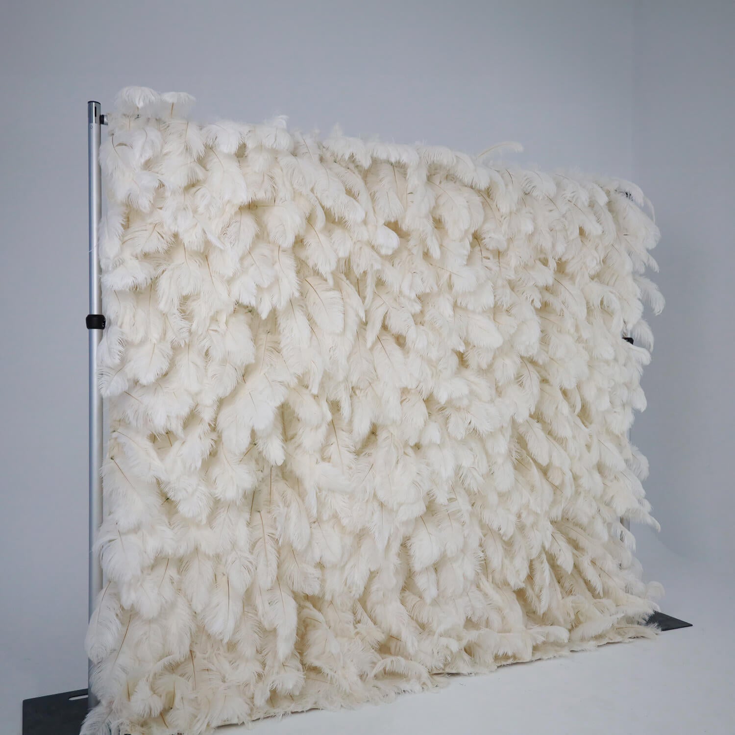 Flowerva Bohemian-Inspired White Feather Flower Wall for Wedding Backdrops