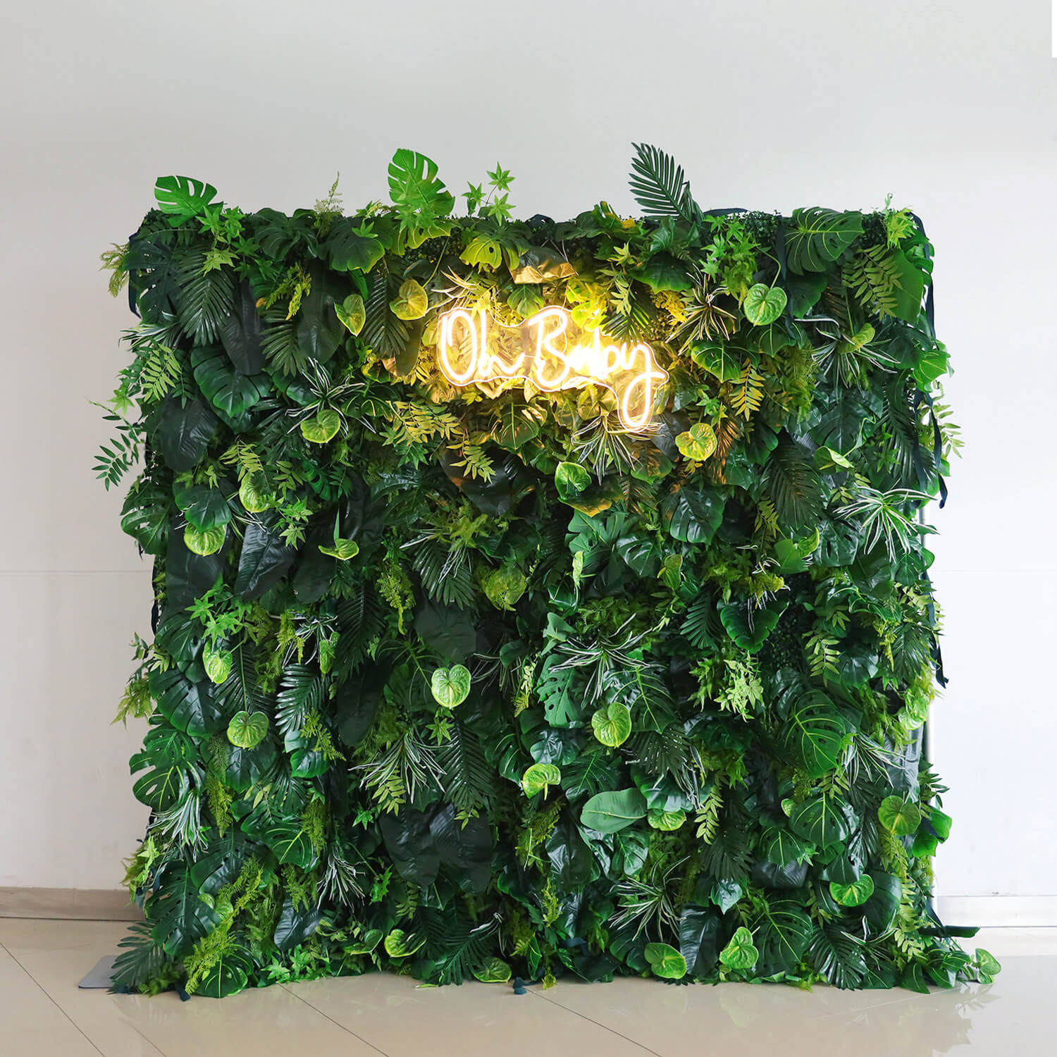 Flowerva Enchanting Verdant Green Floral Wall Decor Party Stage Floor Flower Arrangement