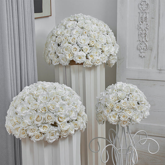 Flowerva 70/60/50/40/30cm White Rose Floral Ball Wedding Party Banquet Table Centerpieces