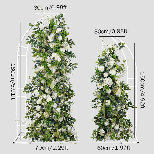 Simulated White Rose Green Leaf Wedding Background Arch KT Board Decoration Flower Arrangement Window Decoration