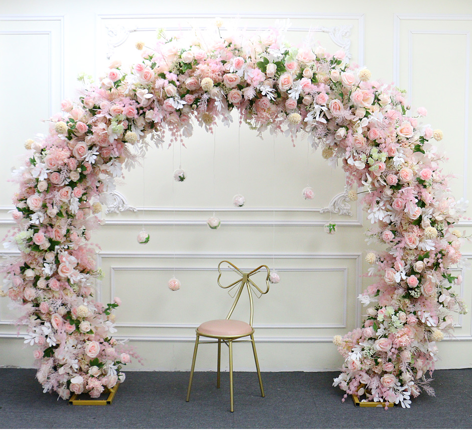 Flowerva Pink Arch Floral Wedding Scene Decor