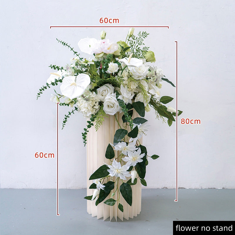 Flowerva 60cm Green Grape Pink Rose Hydrangea Flower Ball Wedding Decoration Table Center Piece