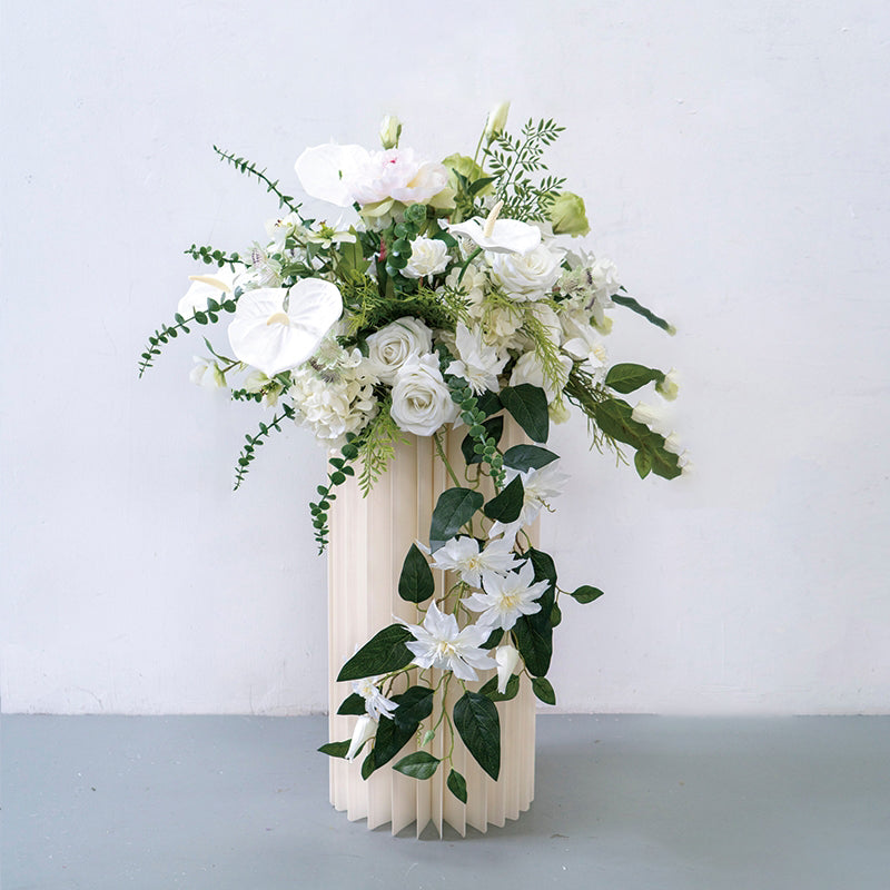 Flowerva 60cm Green Grape Pink Rose Hydrangea Flower Ball Wedding Decoration Table Center Piece