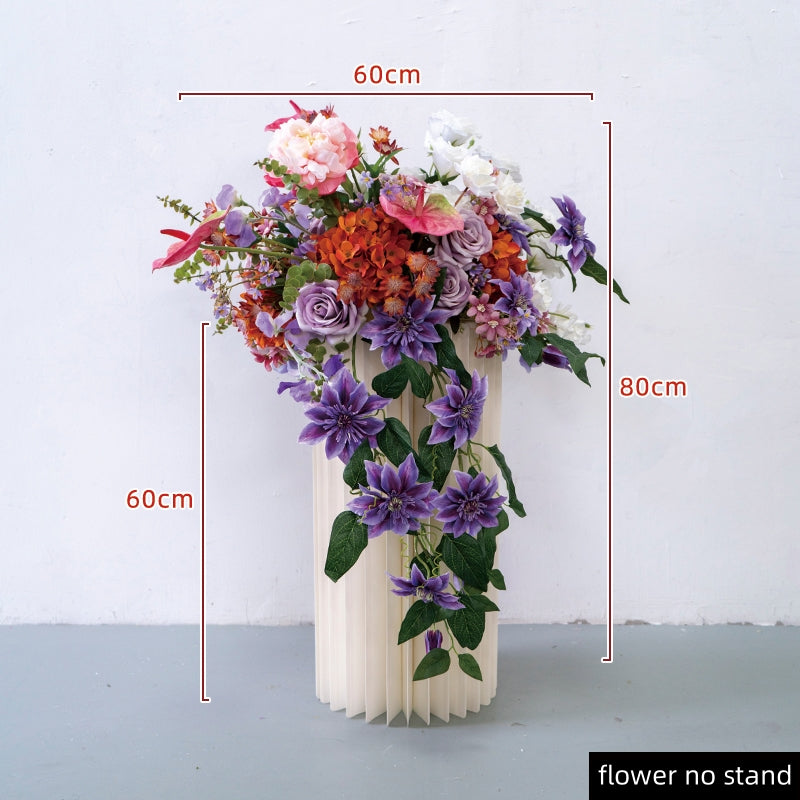 Flowerva 60cm Green Grape Pink Rose Hydrangea Flower Ball Wedding Decoration Table Center Piece