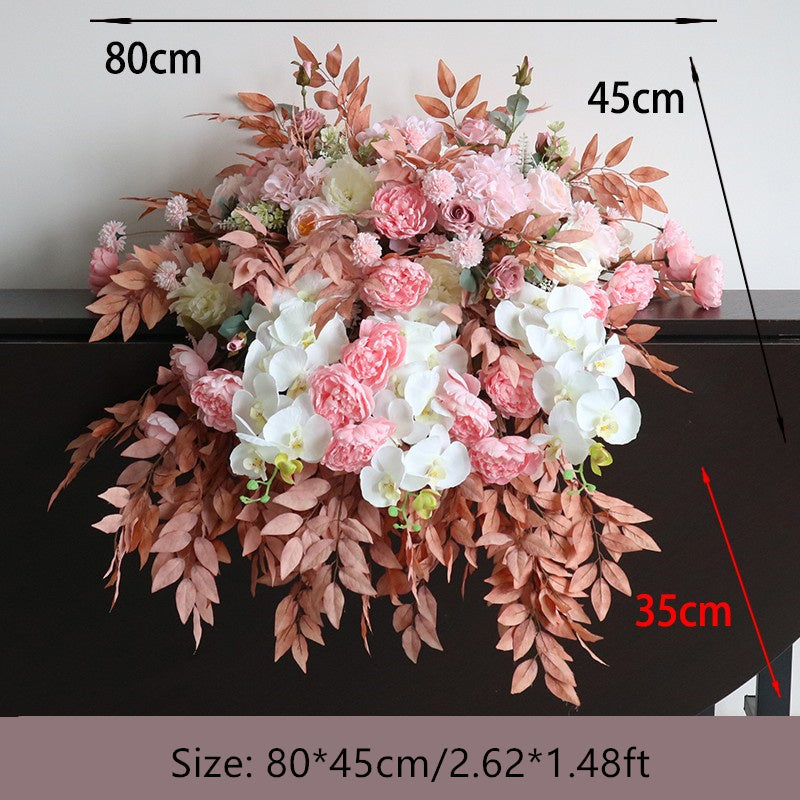 Flowerva Autumn Colorful Peony Embroidery Ball Willow Tree Leaf Vine Table Flower Wedding Background Decoration