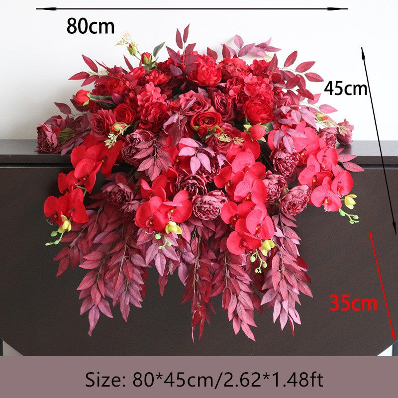 Flowerva Autumn Colorful Peony Embroidery Ball Willow Tree Leaf Vine Table Flower Wedding Background Decoration