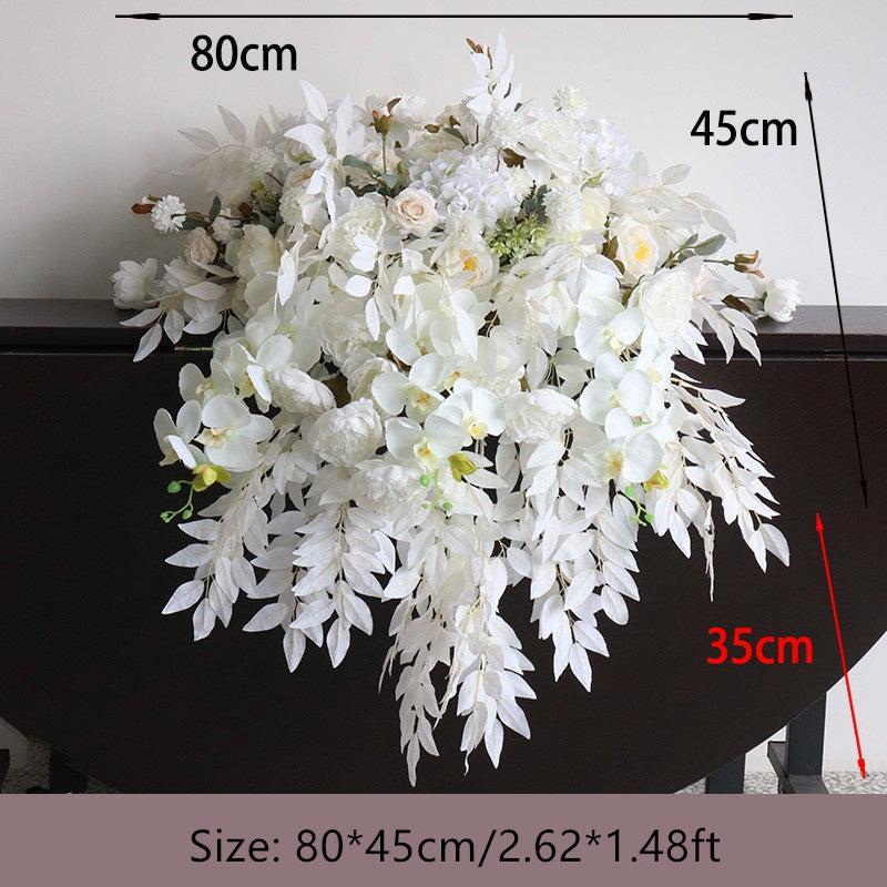 Flowerva Autumn Colorful Peony Embroidery Ball Willow Tree Leaf Vine Table Flower Wedding Background Decoration