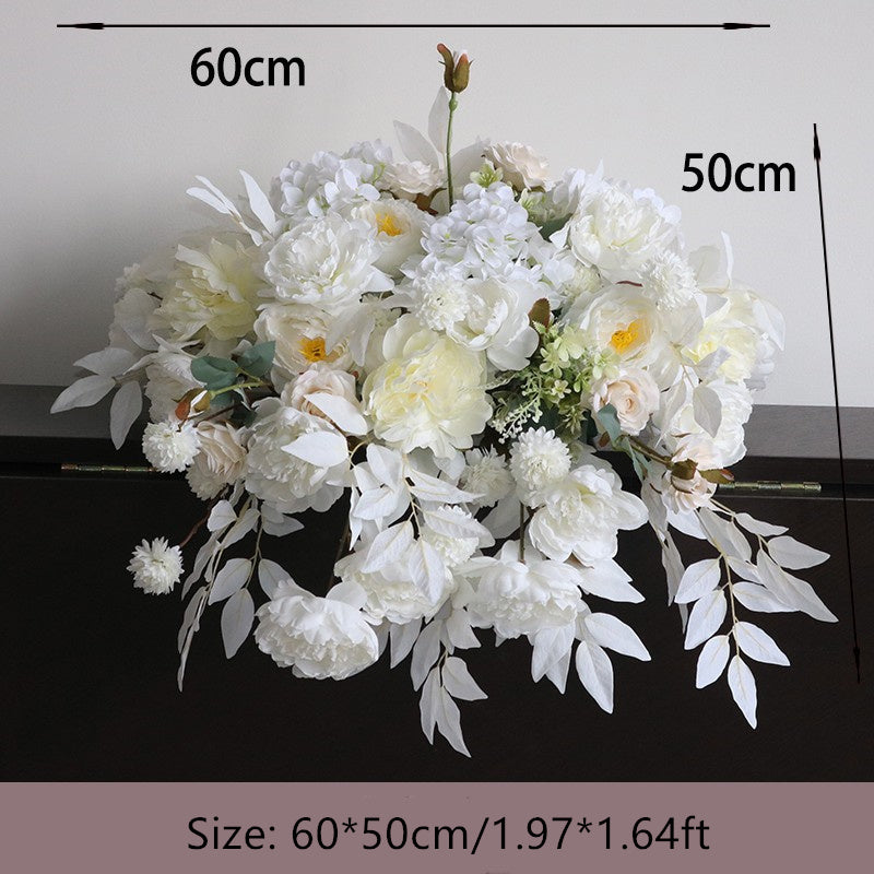 Flowerva Autumn Colorful Peony Embroidery Ball Willow Tree Leaf Vine Table Flower Wedding Background Decoration