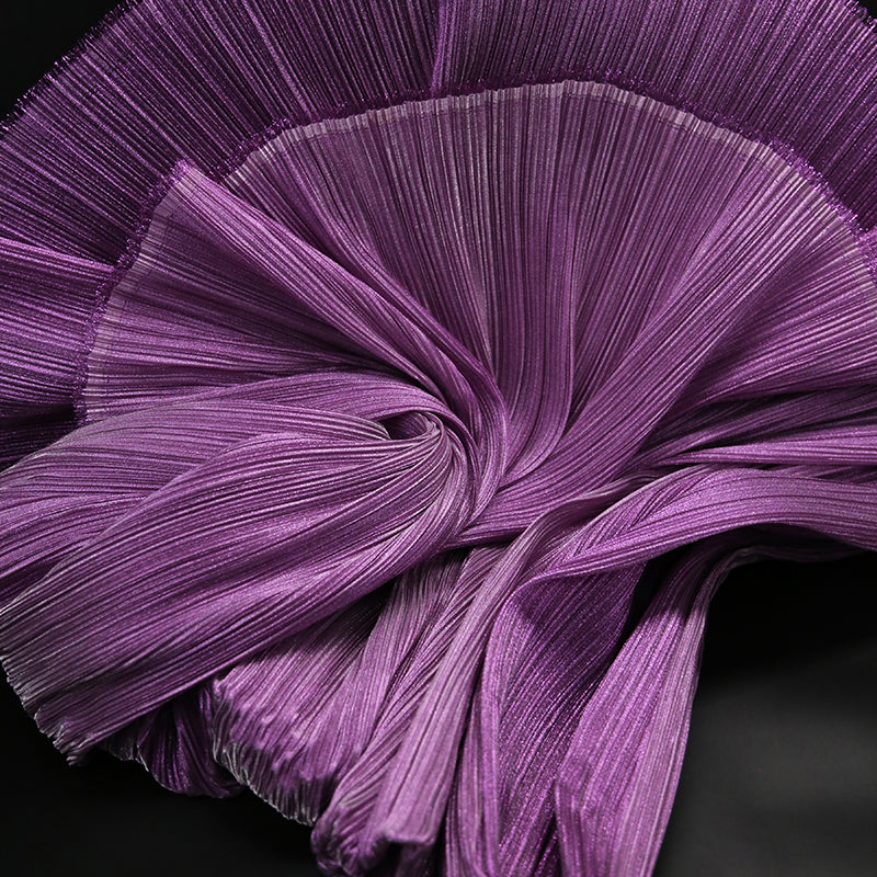 Flowerva Crystal Purple Metal Pearl Yarn Texture Wrinkle Fabric Wedding Style Stage Decoration Floral Fabric