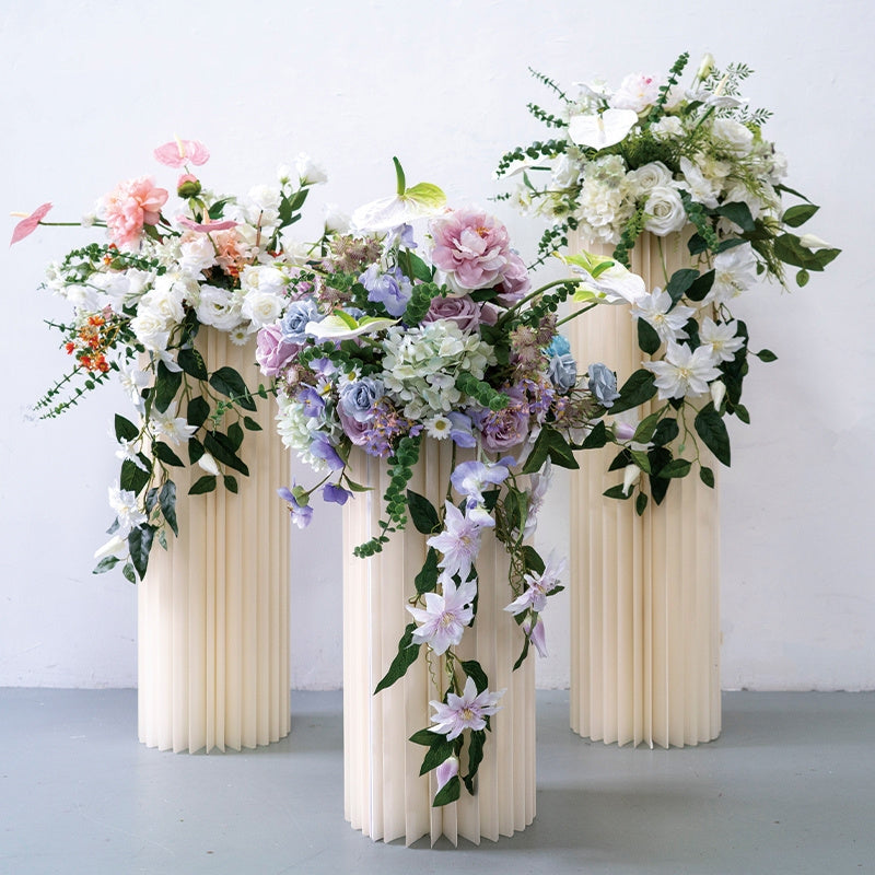 Flowerva 60cm Green Grape Pink Rose Hydrangea Flower Ball Wedding Decoration Table Center Piece