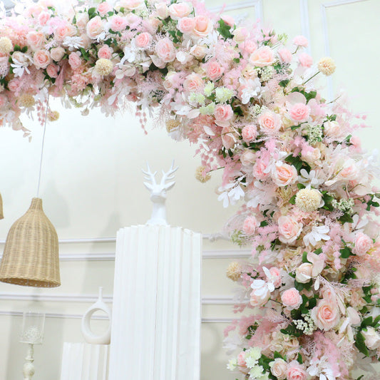 Flowerva Pink Arch Floral Wedding Scene Decor