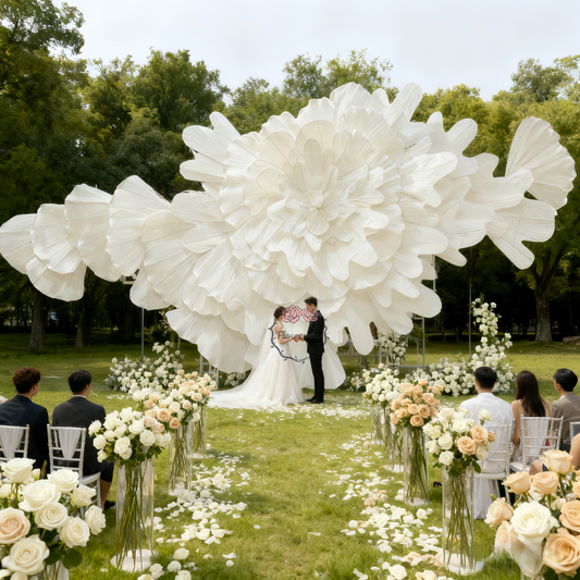 Where Blossoms Dream: Weaving a Tapestry of Love with Giant Fabric Flowers