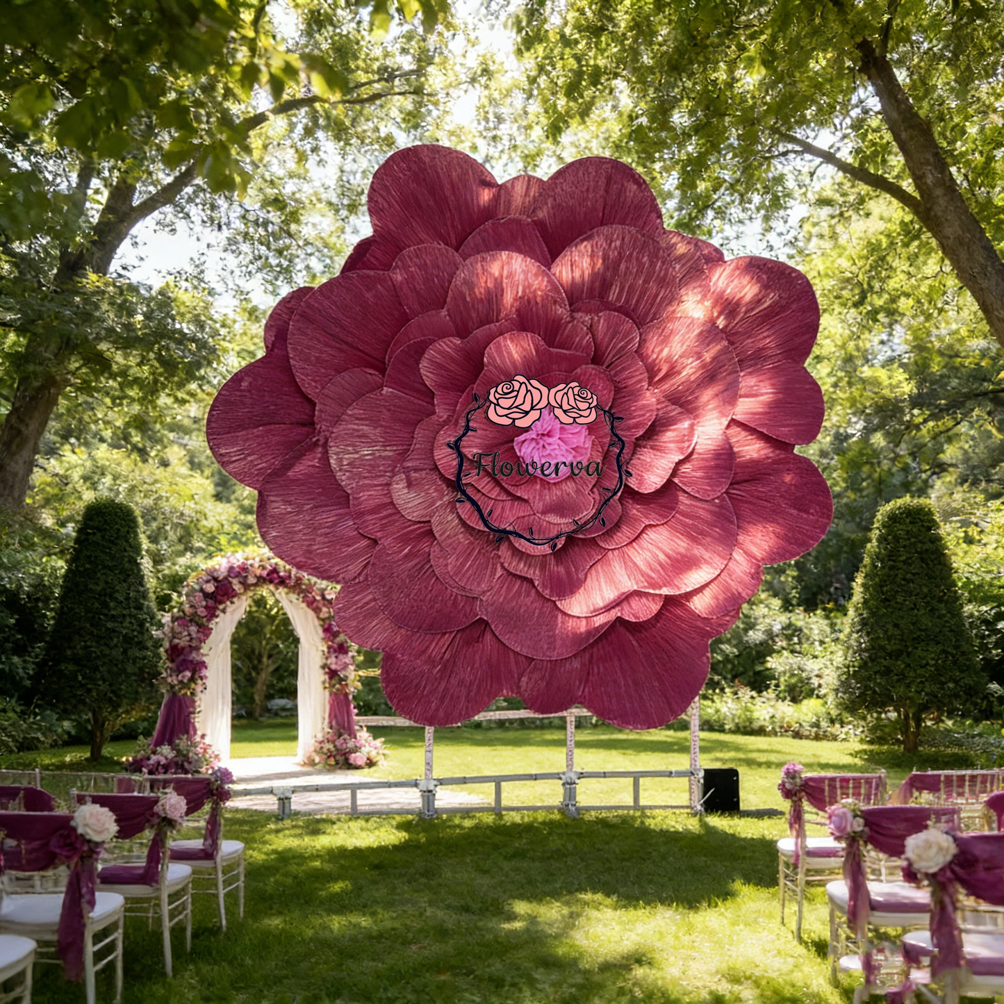 Flowerva Giant Rose Story Wedding Art Installation