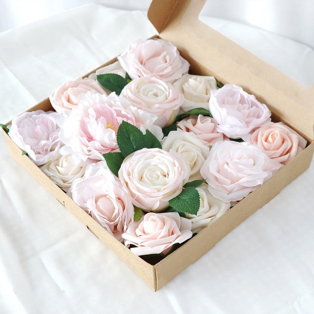Boîte à fleurs de mariage rose pâle pivoine