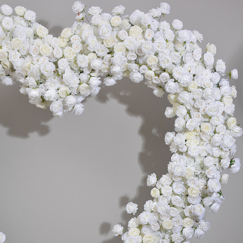 Disposition de cérémonie de proposition en forme de cœur blanc, décoration de mariage, Simulation de fleurs, décoration de fenêtre de salle d'exposition