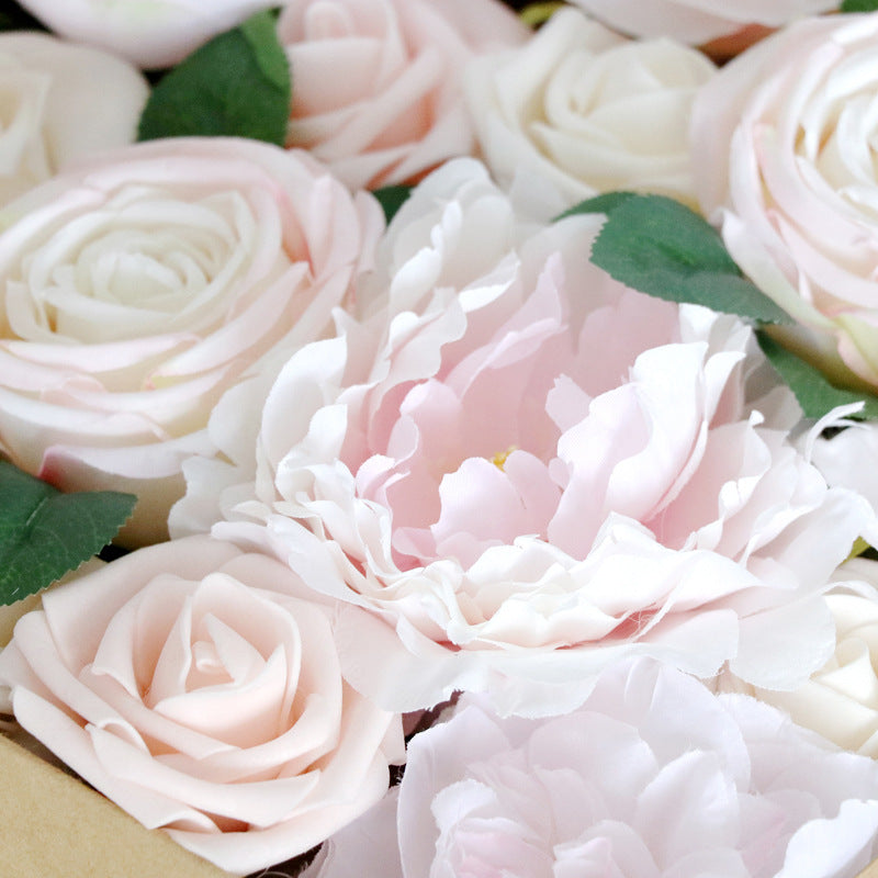 Boîte à fleurs de mariage rose pâle pivoine