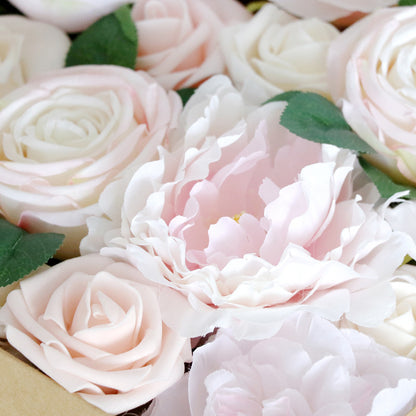 Boîte à fleurs de mariage rose pâle pivoine