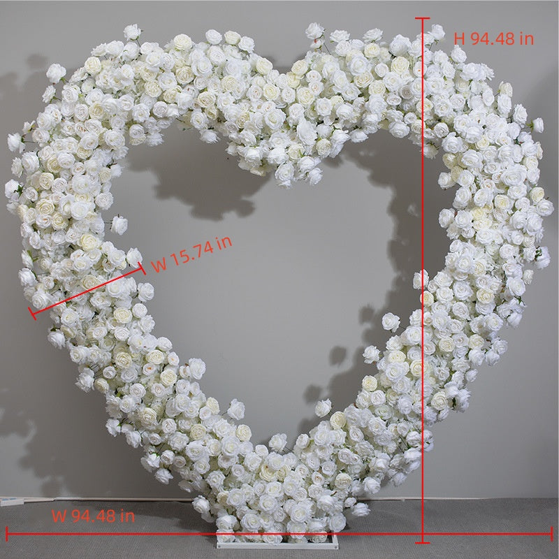 Disposition de cérémonie de proposition en forme de cœur blanc, décoration de mariage, Simulation de fleurs, décoration de fenêtre de salle d'exposition
