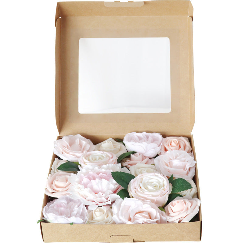 Boîte à fleurs de mariage rose pâle pivoine