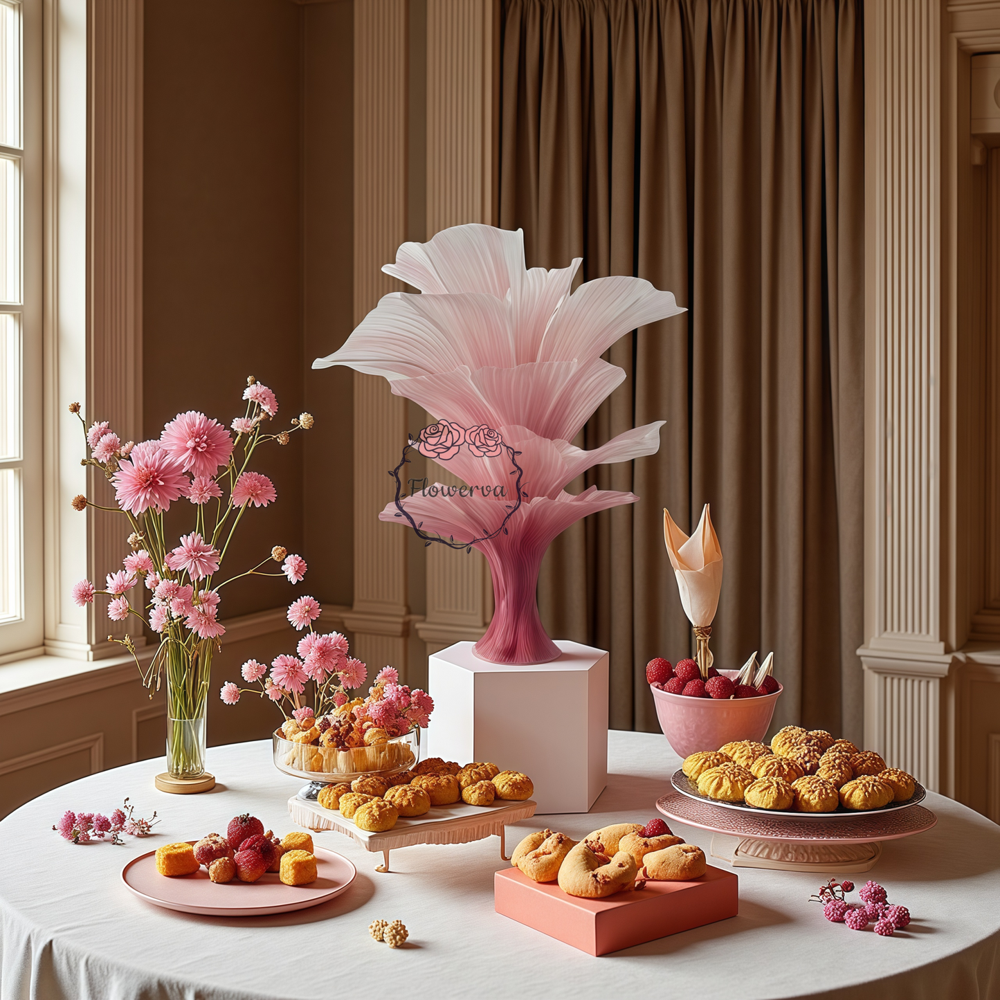 Flowerva Merlot Table Flower Wedding Table Centerpiece