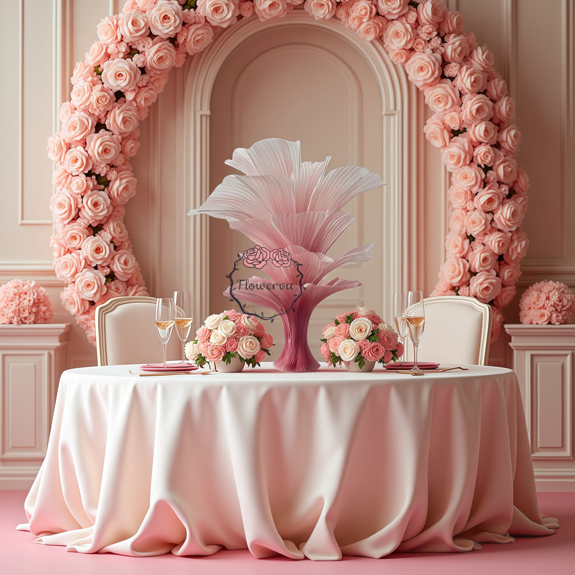 Flowerva "Romantic Light" Table Flower Wedding Decoration/Home Decor