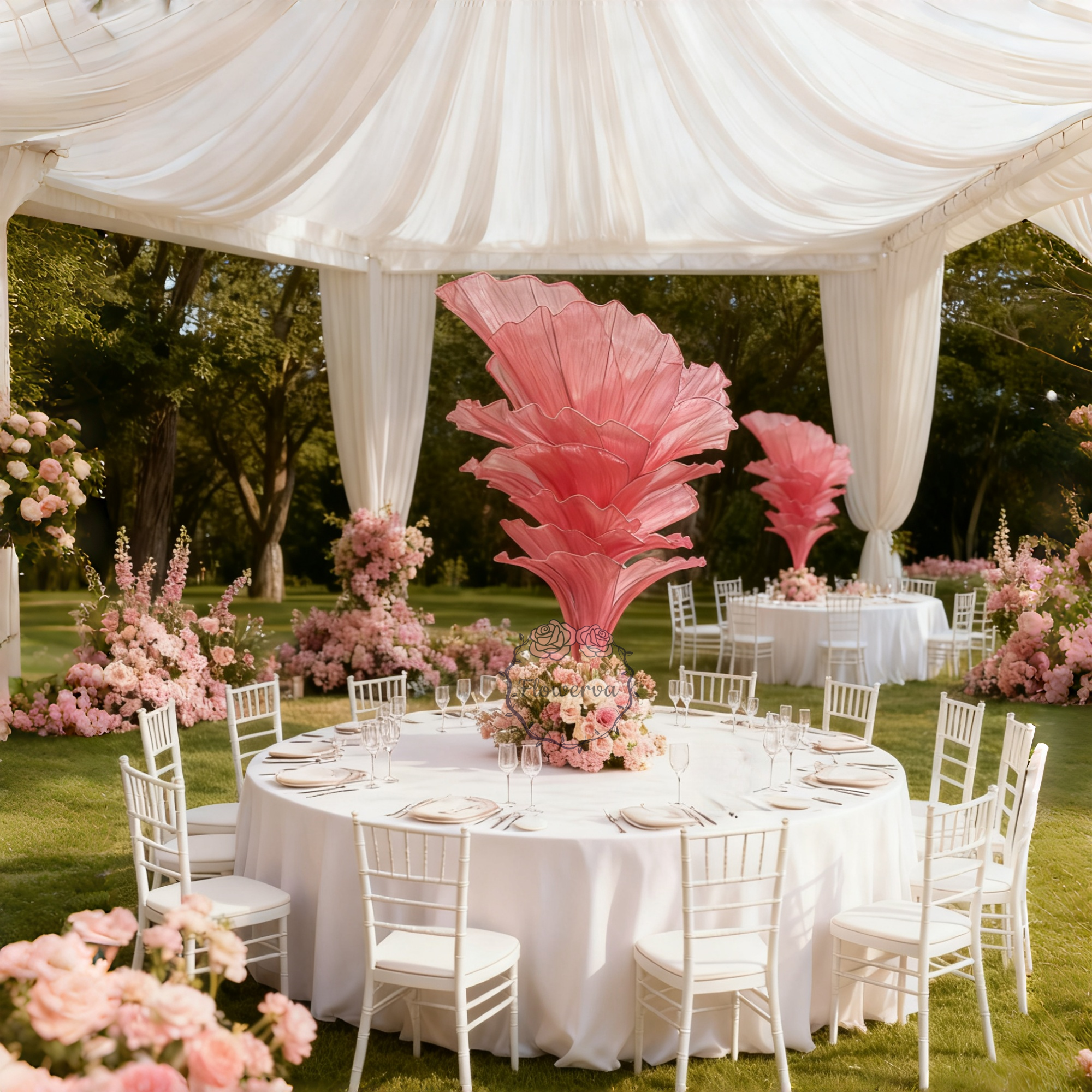 Flowerva Rose Red Table Flower Wedding Decoration (With Base)