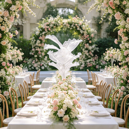 Flowerva White Serenity Floral Heart Sheer Texture Table Flower