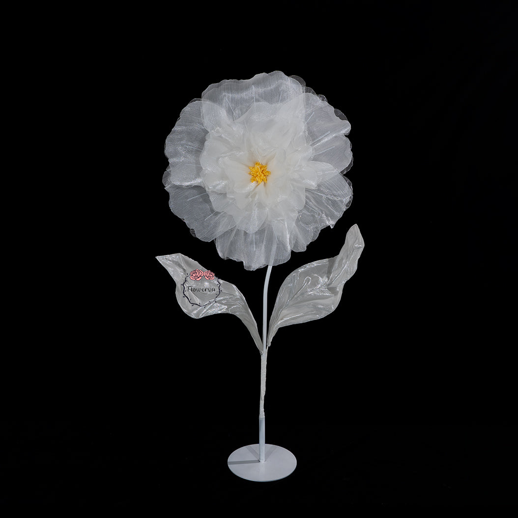 Flowerva Fluffy & Airy White Fabric Flower