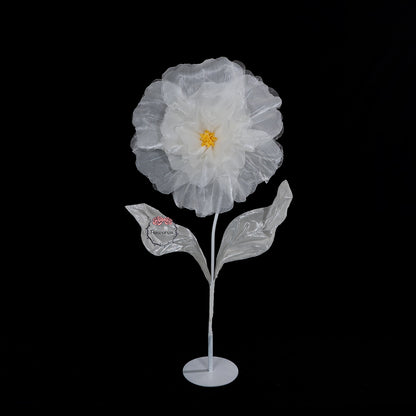 Flowerva Fluffy & Airy White Fabric Flower