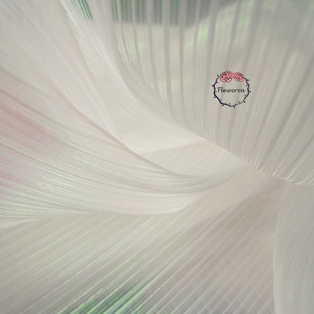 Flowerva Phantom White Mermaid Texture Pleated Organza Wedding Decoration Dress Design Fabric