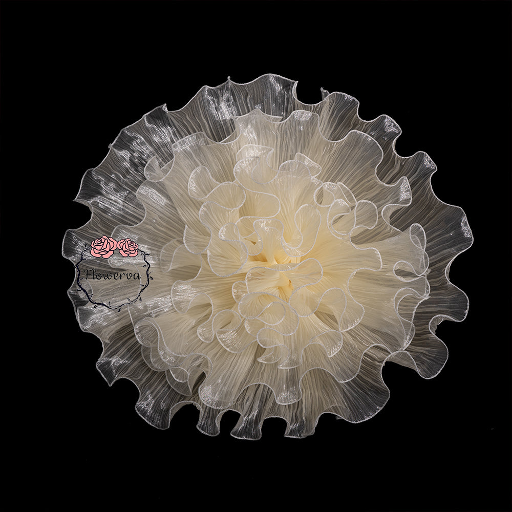 Flowerva Champagne Translucent Ruffled Shimmer Fabric Flower Decor