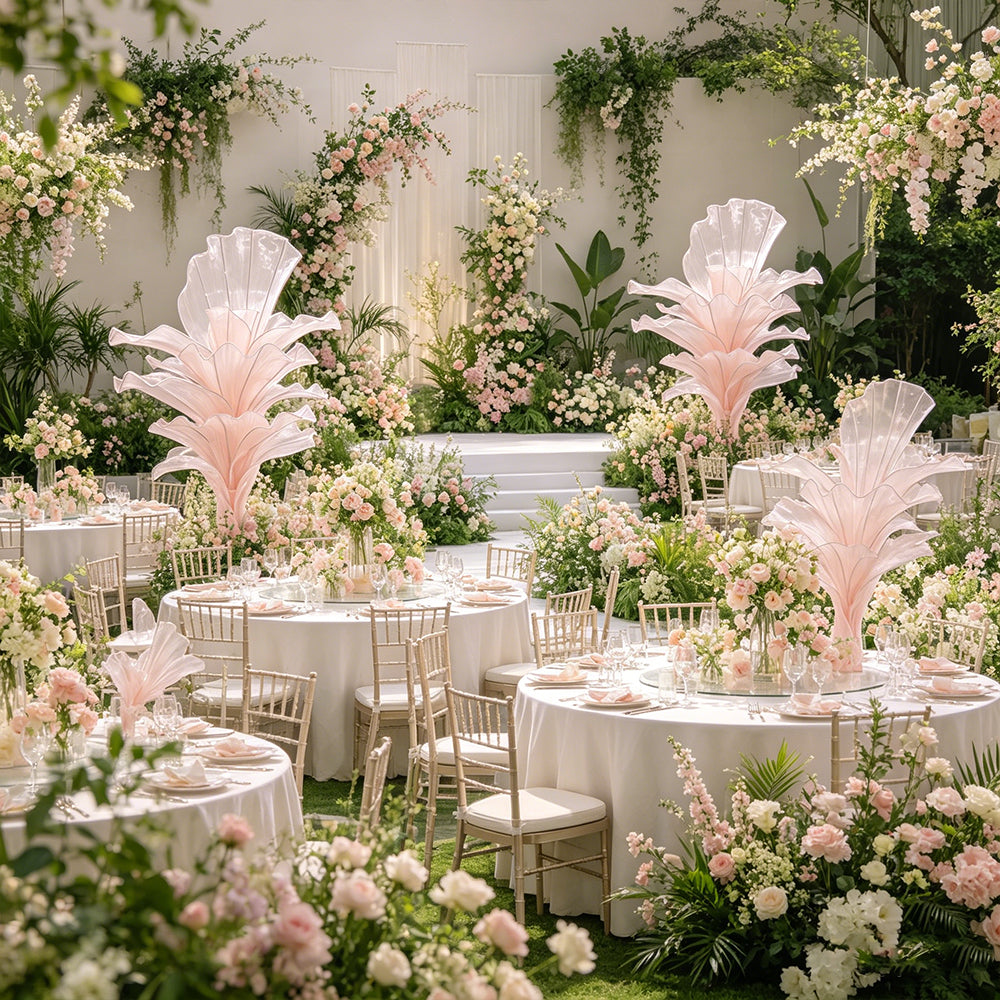 Flowerva Light Pink Table Flower Wedding Decoration (With Base)