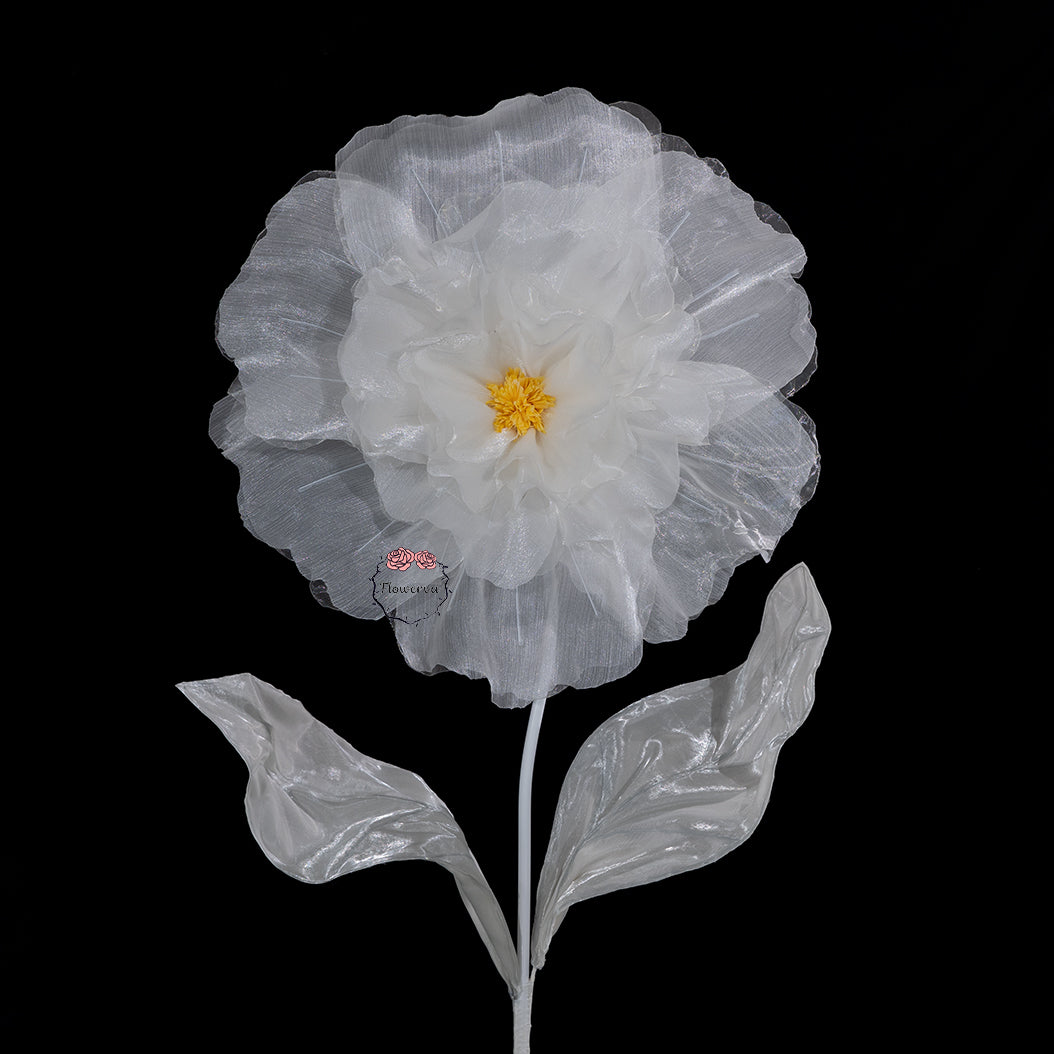 Flowerva Fluffy & Airy White Fabric Flower