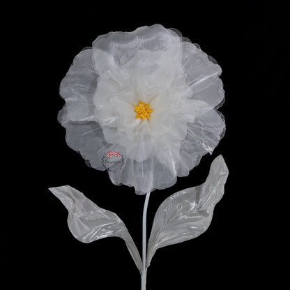 Flowerva Fluffy & Airy White Fabric Flower