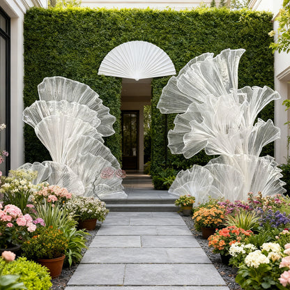 White Glossy Pleated Texture Wedding Decoration Styling