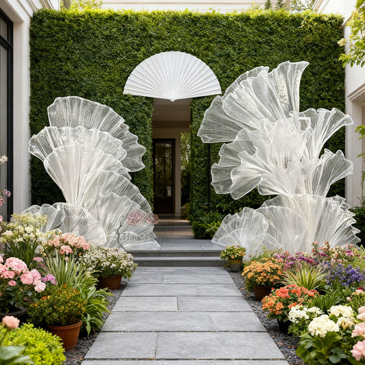 White Glossy Pleated Texture Wedding Decoration Styling