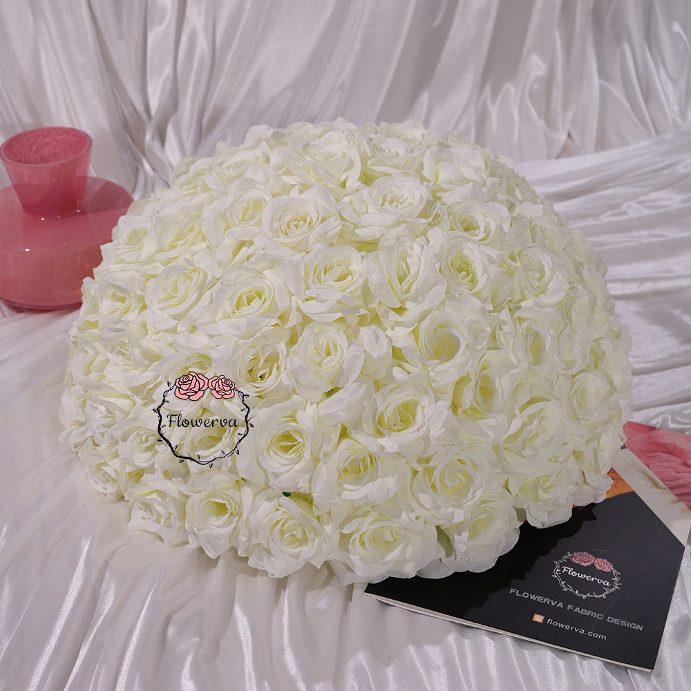 Flowerva 70/60/50/40/30cm White Rose Floral Ball Wedding Party Banquet Table Centerpieces