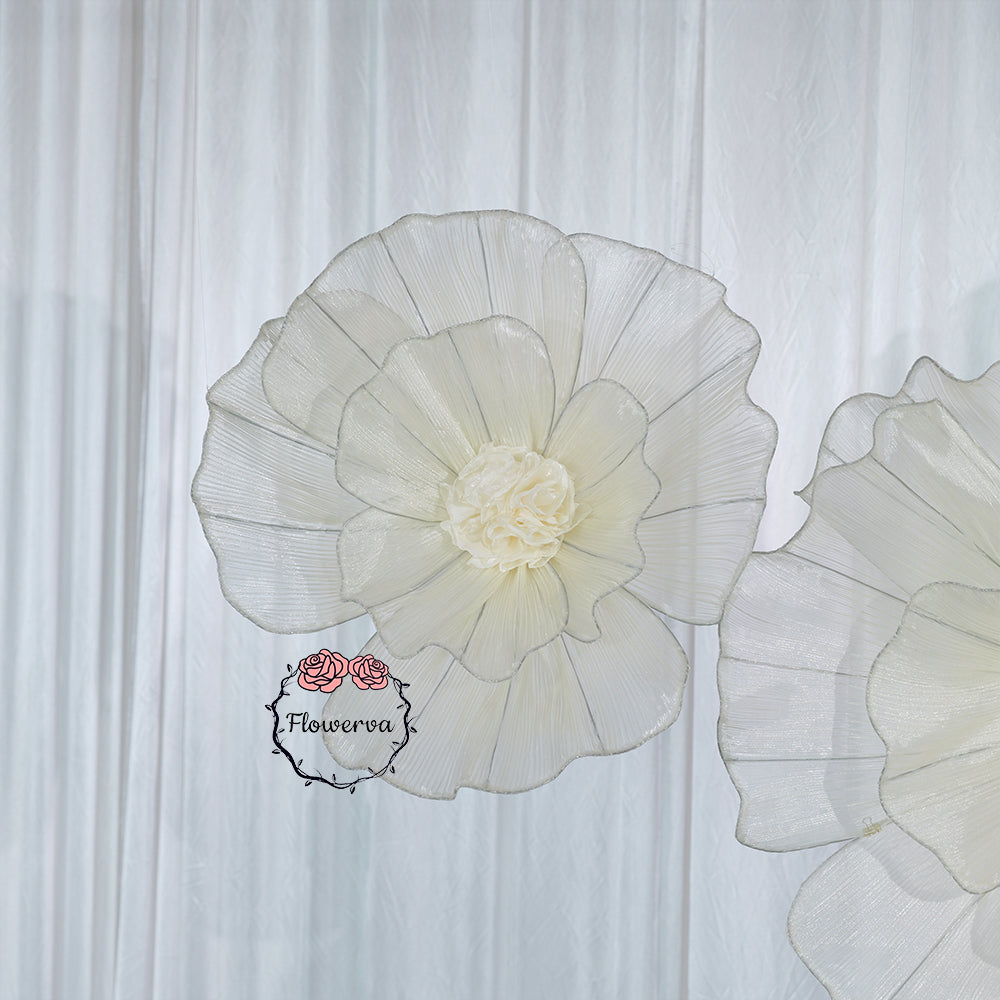 Flowerva Giant Tulle Flower Centerpiece Wedding Decor Champagne