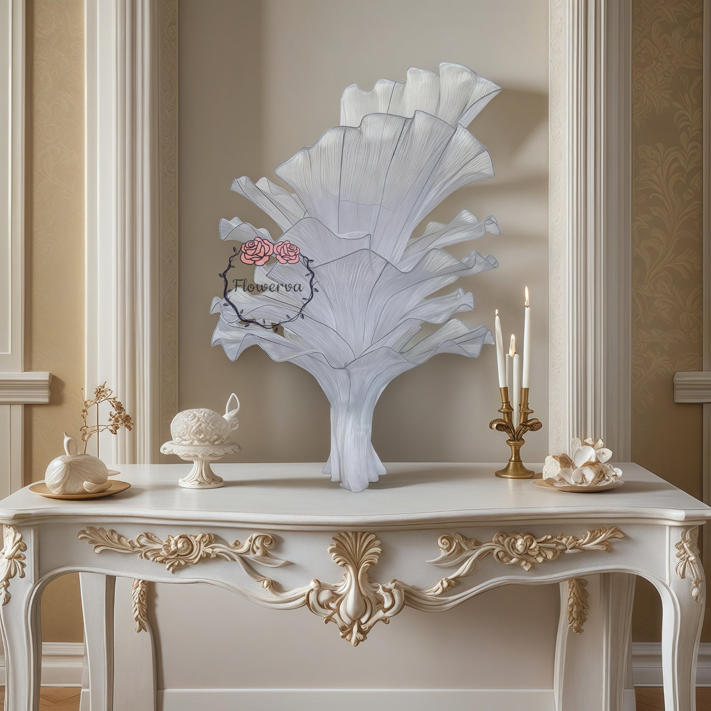 Flowerva Pure White Artistic Wedding Table Decorations