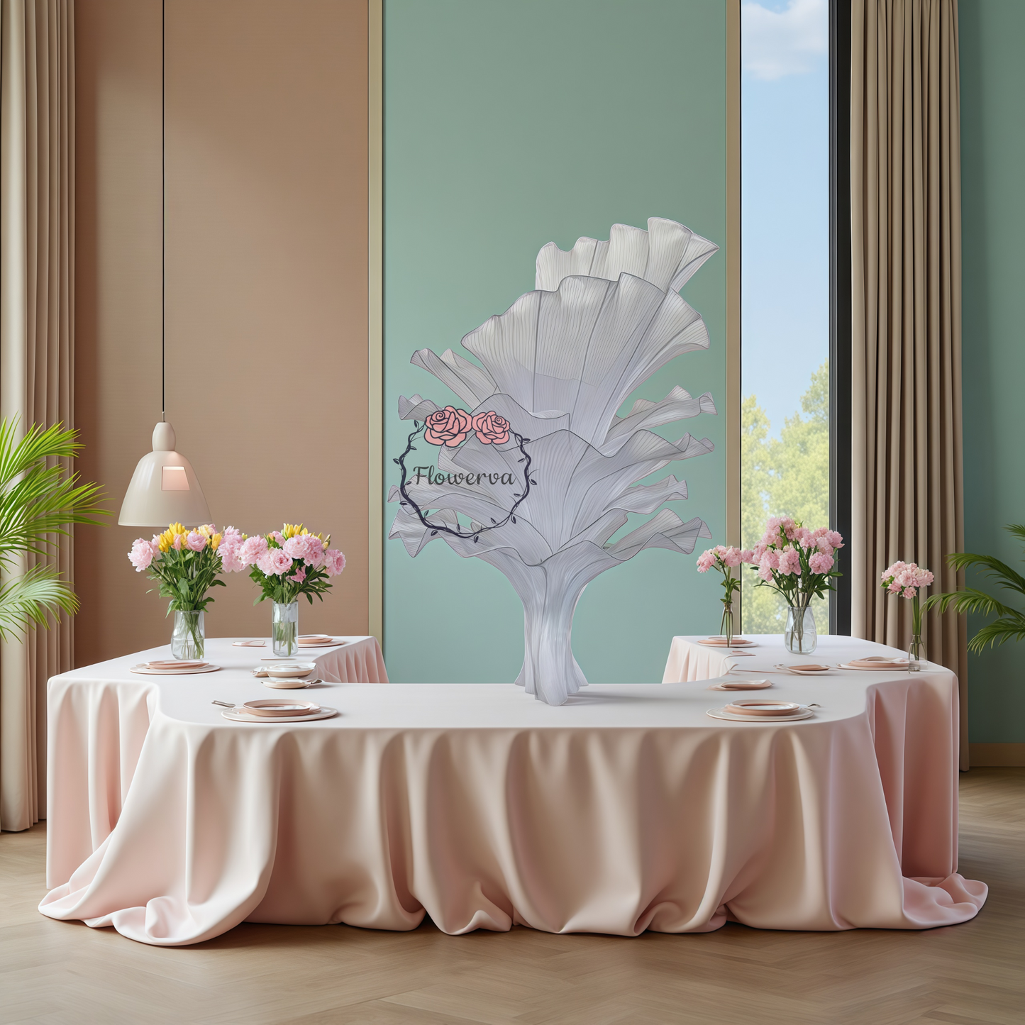 Flowerva Pure White Artistic Wedding Table Decorations