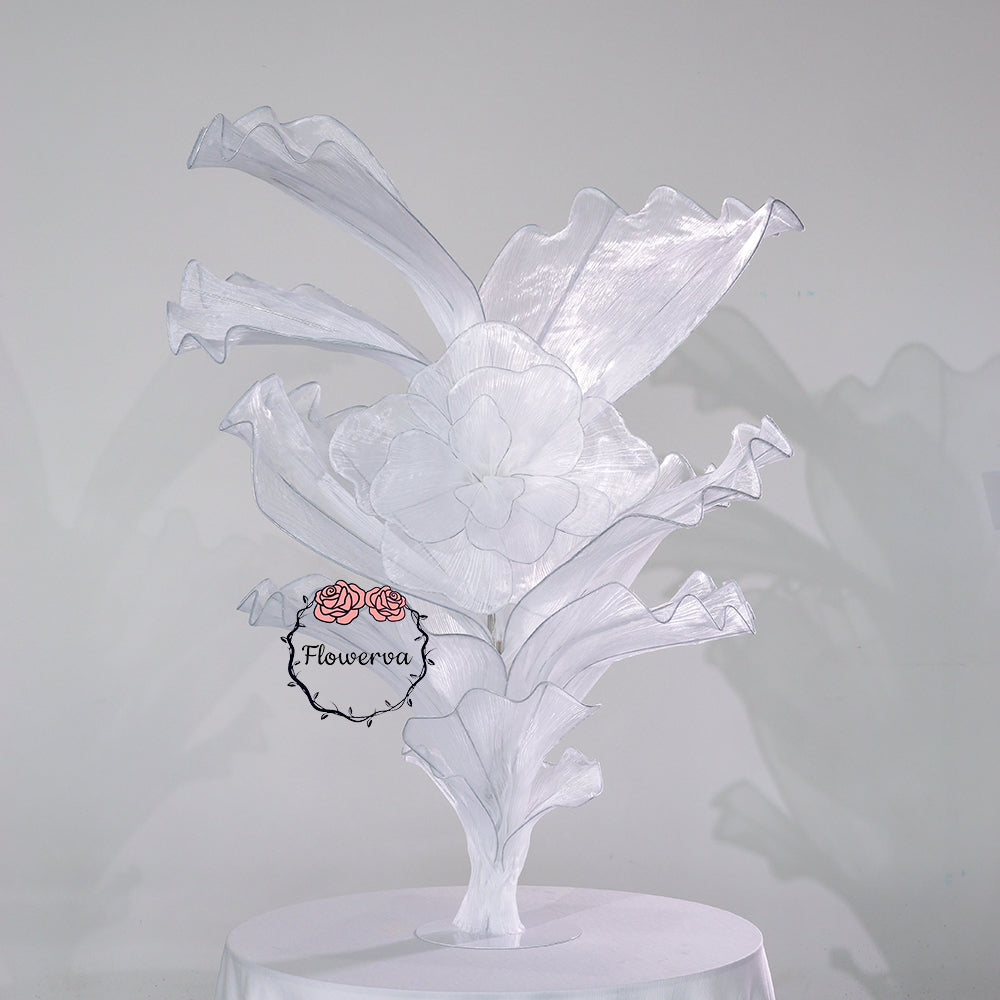 Flowerva White Serenity Floral Heart Sheer Texture Table Flower