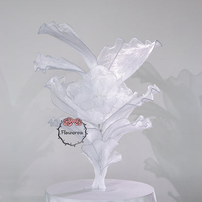 Flowerva White Serenity Floral Heart Sheer Texture Table Flower