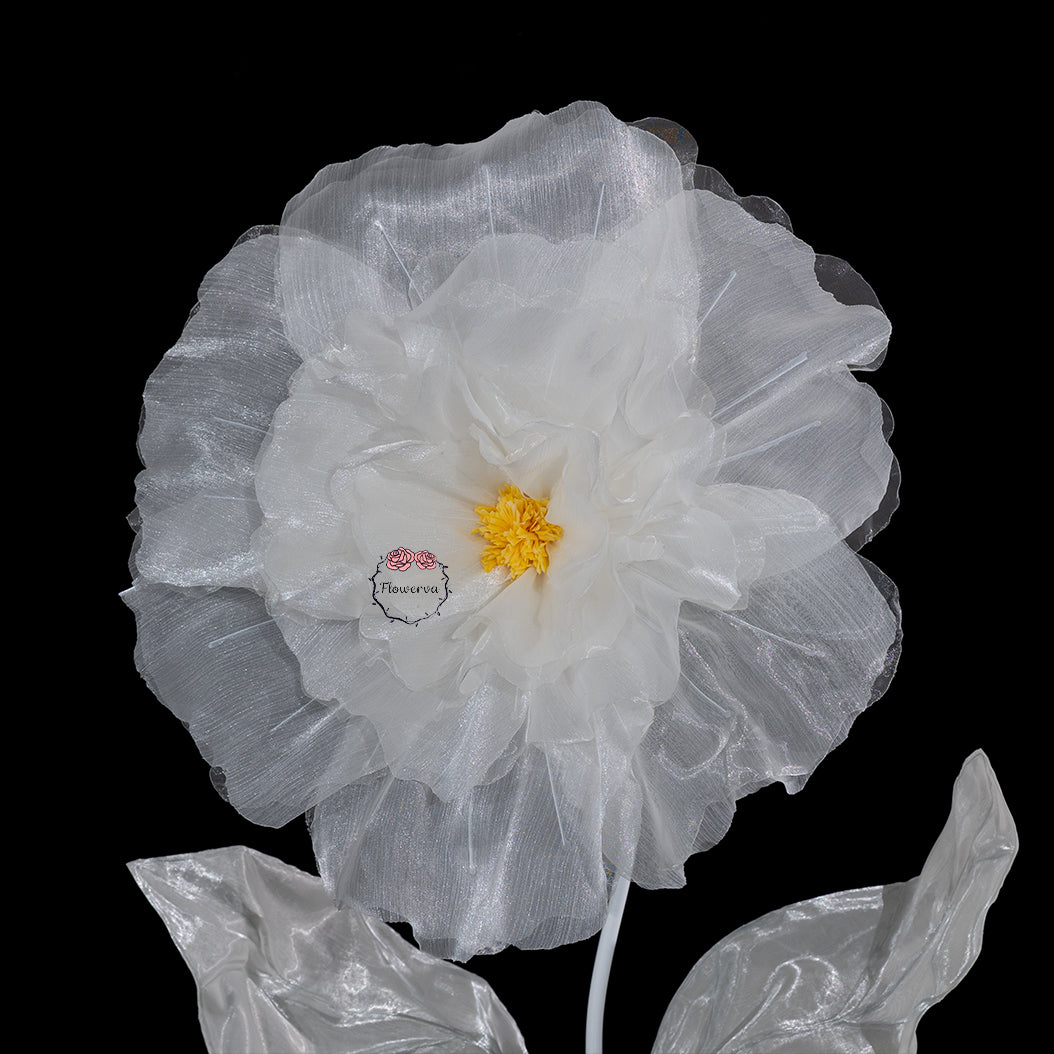 Flowerva Fluffy & Airy White Fabric Flower