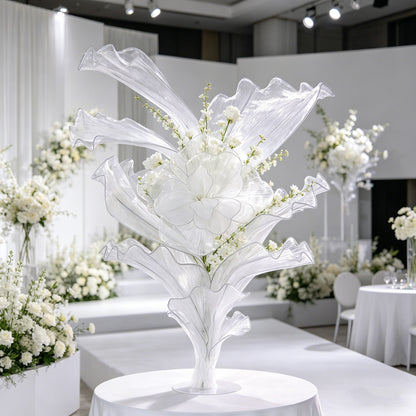 Flowerva White Serenity Floral Heart Sheer Texture Table Flower