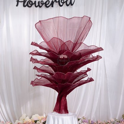 Flowerva Wine red Table Flower Wedding Decoration (With Base)
