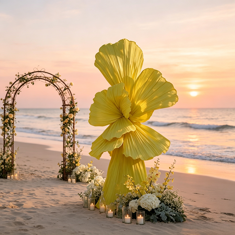 Flowerva Bright Yellow Curve Sculpture Wedding & Event Decor
