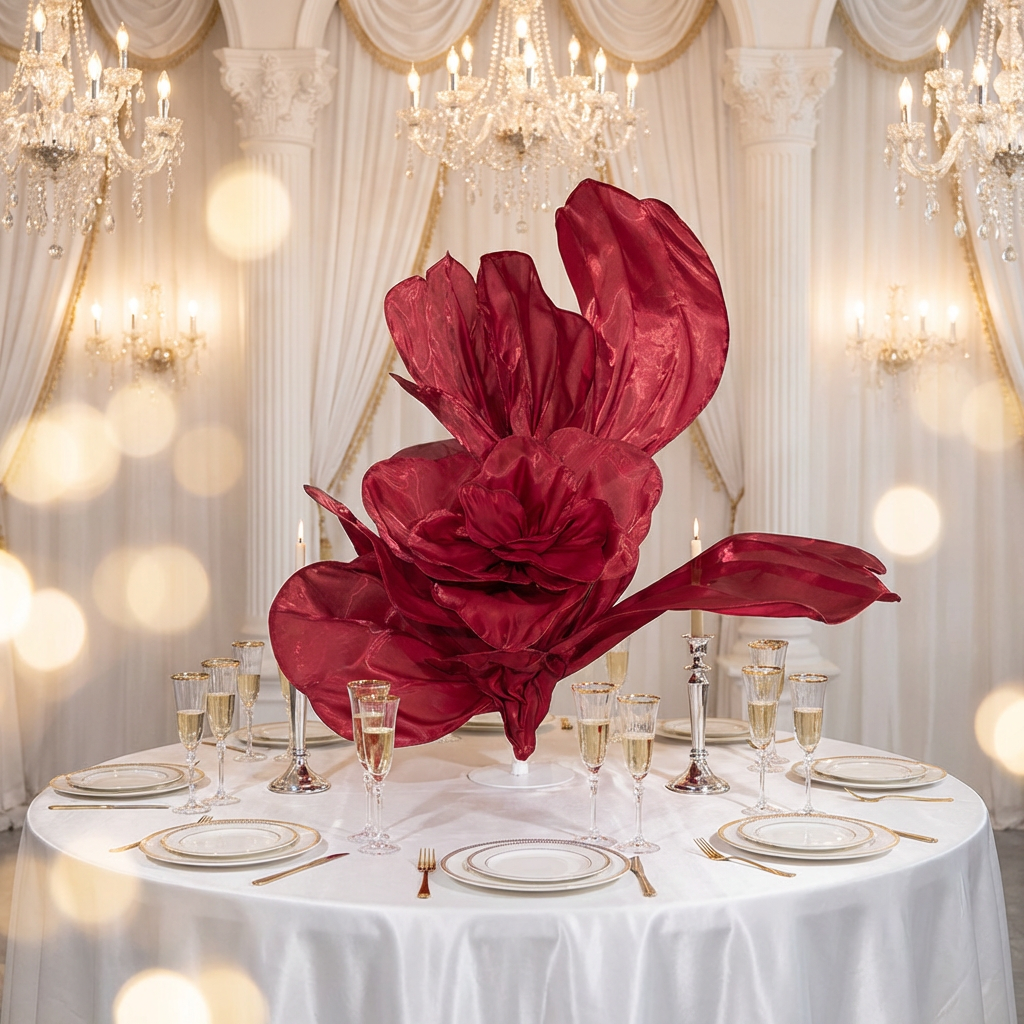 Flowerva Crimson Dream  Floral Heart Silk Textured Table Flower